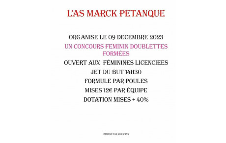 concours Féminines licenciées 9 décembre en doublettes